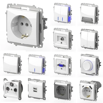 EL-BI Schuko Steckdose ZENA Alpinweiss Steckdosen Ausschalter Wechselschalter Dimmer