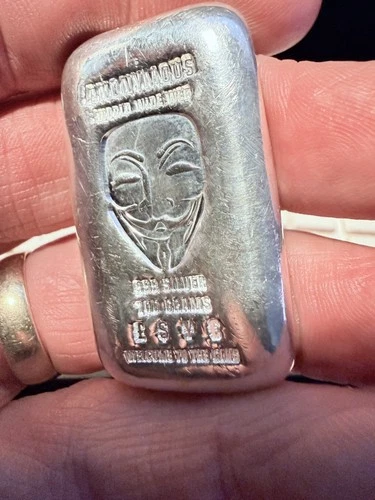 100g 999 Fine Silver bullion Bar Made By Anonymous Uk Rare genuine XRF tested