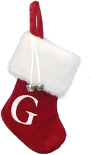7 Inch "G" Red Monogrammed Mini Christmas Stocking