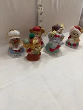 Vintage Jasco Caring Critters Chimer Bells Christmas Porcelain Ornament Bisque