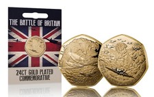 THE BATTLE OF BRITAIN 24ct Gold Commemorative Coin. Spitfire. New/Retail/Sealed