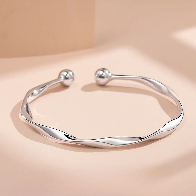 925 Sterling Silver Weave Bracelet – Adjustable Bangle for Women