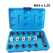 16pcs 14mm Spark Plug Rethread Kit Reamer Tap Thread Repair M14x1.25 Car Tools