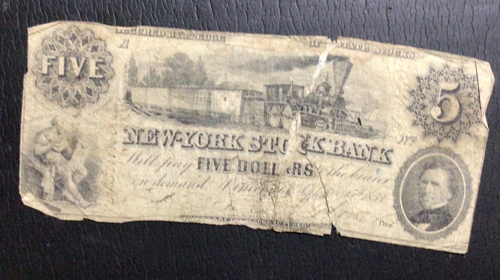 1853 5 US "New York" "LARGE SIZE" Paper Money Currency! Rough! eBay