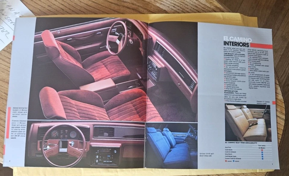 1987 Chevrolet El Camino и SS винтажный автомобиль продажи брошюра каталог - Изображение 4 из 4
