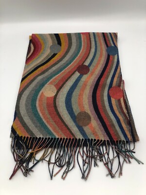 Paul Smith SWIRL Polka Dot Wool and Cashmere SCARF in bag