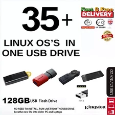 35+ Linux OS in 128GB USB Drive, Live RUN OR INSTALL Ubuntu Mint Kali Tails LOTS