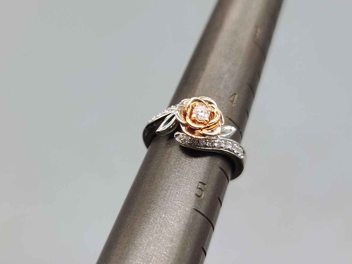 Disney Fine Jewelry 14K Gold And Rose Gold with 1/4 CTTW Belle Rose Ring  J36