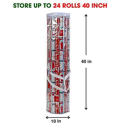 Gift Wrap Organizer, Wrapping Paper Storage Bag, Fits Holiday White & Clear - Picture 6 of 7