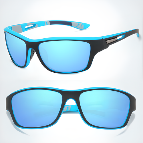 Occhiali da Sole Uomo Polarizzati per Ciclismo Antivento Antiriflesso Lenti  Blu | eBay