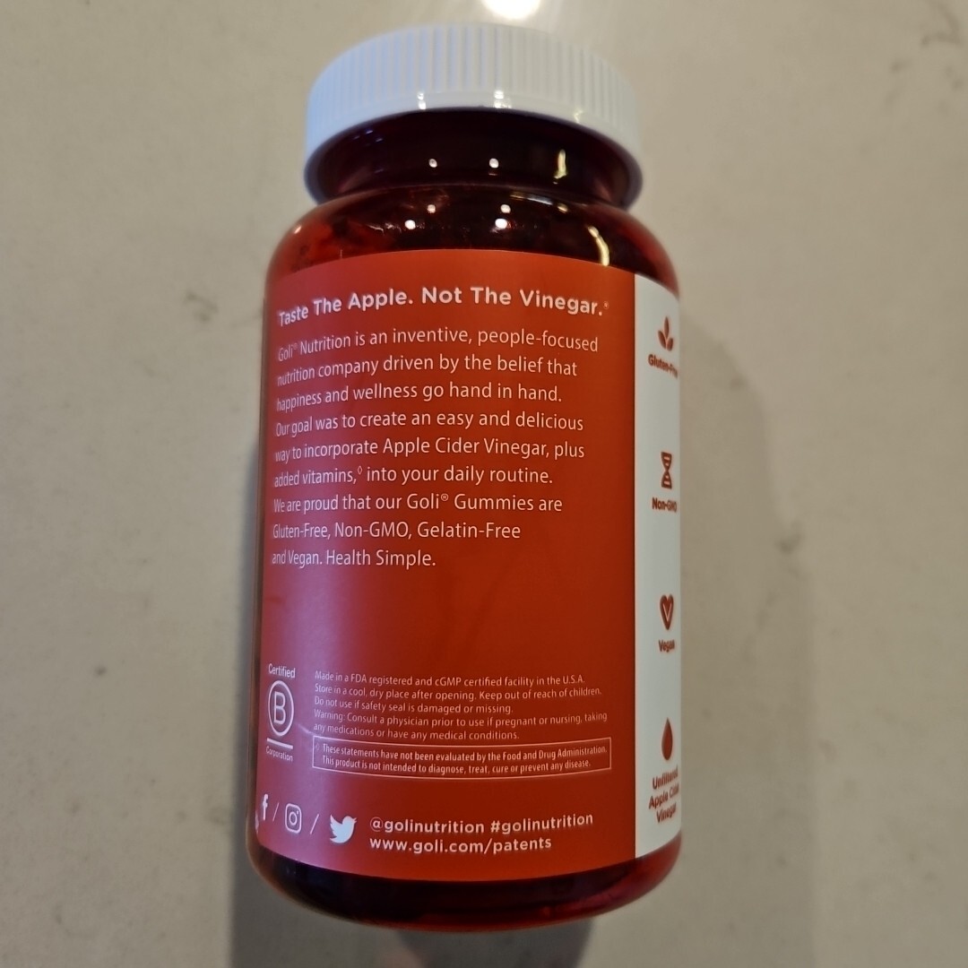 Goli Nutrition Apple Cider Vinegar Gummies - 60 Count Exp 2025+