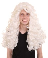 HPO Adult Men's Colonial Judge Curly Wig, White Color, HM-984