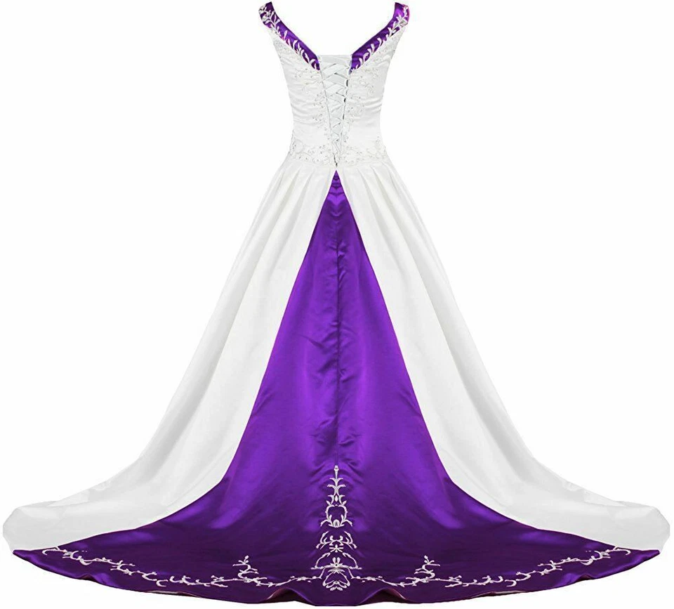 Vestidos de novia victorianos satinados bordados con cuentas vintage línea A vestidos de novia Foto 3 de 4