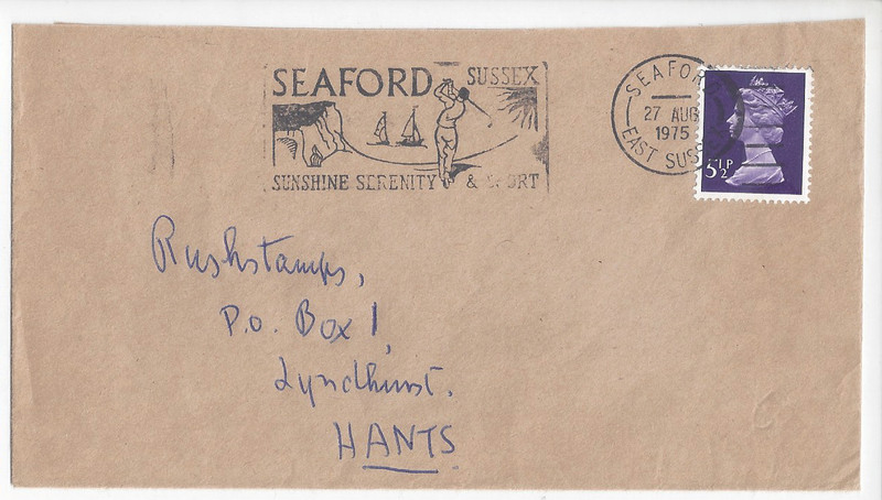 GREAT BRITAIN: "Seaford, Sussex" cancel showing a Golfer Swinging. 27 Aug 1975.
