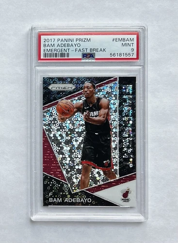 2017-18 Panini Prizm Bam Adebayo Fast Break Rookie PSA 9 MINT - Miami Heat RC