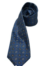 Robert Jensen Lgt Blue Hurricane Oval Woven Italian Silk Tie Hand Sewn Geometric