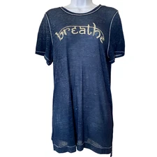 Women's Lucky Lotus Blue Short Sleeve Breathe T-Shirt Lightweight Size Medium