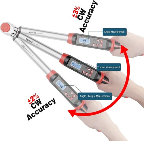 Accurate 3/8-Inch Digital Torque Wrench w/ 500 Data Storage & Angle Settings - Picture 4 of 9