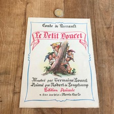 gravure ancienne germaine bouret N16 premiere page du livre le petit poucet 