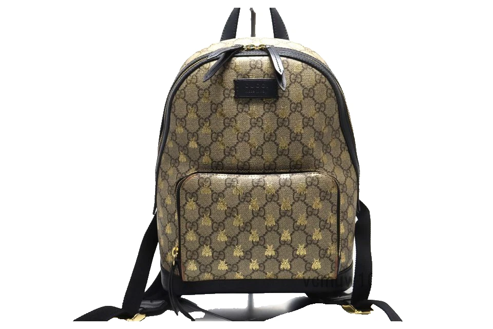 Sac à dos GUCCI GG Supreme Bag Pack abeille beige/noir/noir AUTH du Japon 2504SY