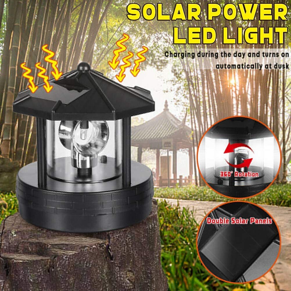 Lighthouse Patio Lights LED Rotating Lighthouse Solar Light Outdoor