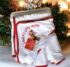 Christmas Baby Gift Rudolph Reinder Hooded Towel  2 Washcloths Bath Set New