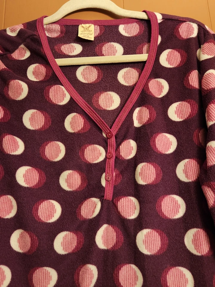 Camisón/camisón púrpura con puntos grandes Faded Glory polar para mujer talla 2X-3X Foto 2 de 4