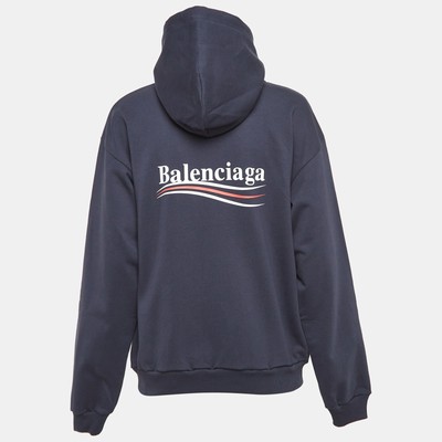 Balenciaga Navy Blue Political Campaign Print Cotton Oversized Hoodie M |  eBay