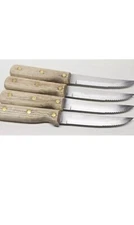 Vtg Barclay Forge Steak Knifes Partial Serrated, Set of 4 Stainless Steel Blades