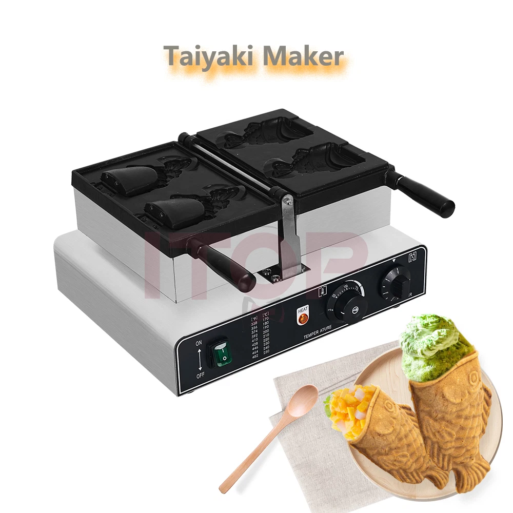 Electric taiyaki machine with open mouth Fish Shape Cake Waffle Maker 2 pcs
