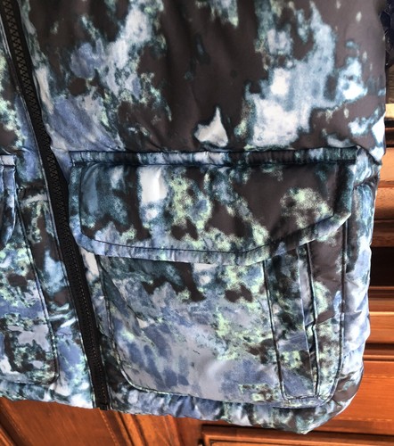 NWT ALL IN MOTION UNISEX BLUE TIE DYE WATERCOLOR SHORT PUFFER JACKET HOOD 4 5 XS - Picture 6 of 12