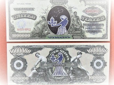 2 x 1 Million Dollar Souvenier Schein Sternzeichen Jungfrau