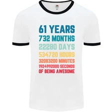 61st Birthday 61 Year Old Mens Ringer T-Shirt