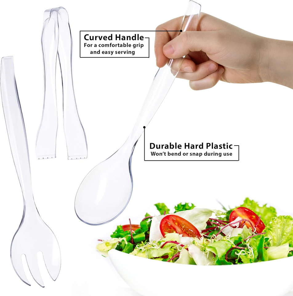 Set of 12 Heavy Duty Disposable Plastic Serving Utensils, Four 10
