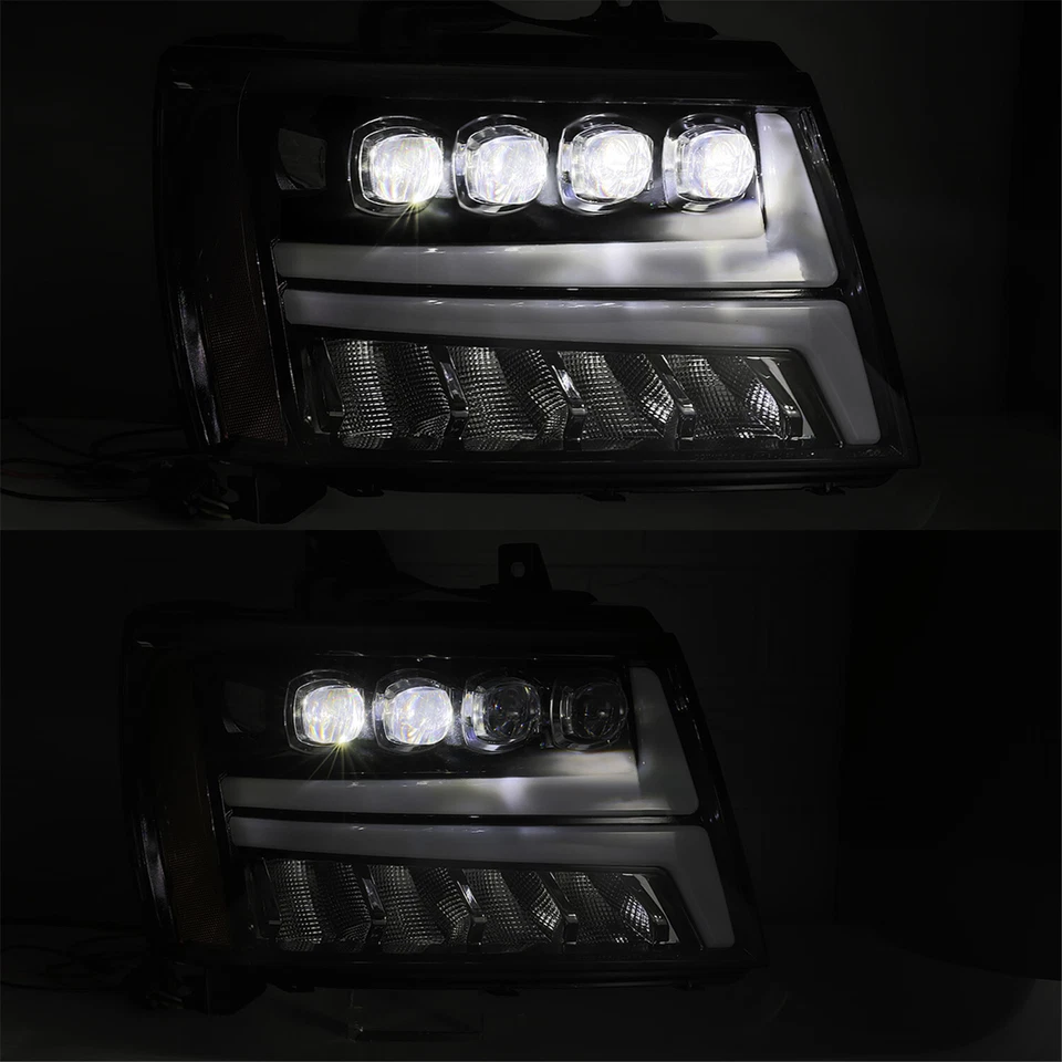 For 07-14 Chevrolet Tahoe/07-13 Avalanche LED NOVA-Series Headlights Jet Black - Imagem 3 de 4