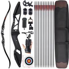 TOPARCHERY 56" Tiro con l'arco arco ricurvo 30-50 libbre e 12 pezzi freccia e arco borsa accesso arco