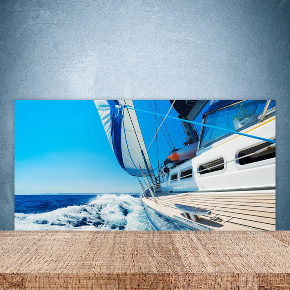 Crédence de cuisine en verre 100x50 cm motif Bateau Panneau mural de protection chic