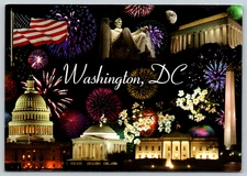 c1970s Washington DC Multi-View Fireworks Vintage Postcard