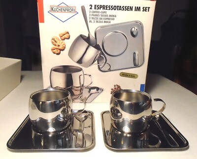 2 NEW NIB Kuchenprofi ESPRESSO MODERNIST 3 Piece CUP SETS Vintage  ITALY