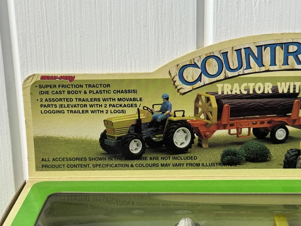 Vintage 1992 New-Ray Country-Life Die-Cast Red Tractor w/ Logging Trailer 04413 - Image 4 of 4