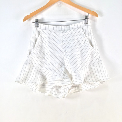 Tussah shorts womens 10 white striped ruffle high rise zip 125313
