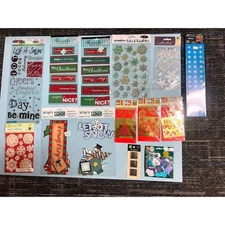 Lot Of 14 stickers Christmas Themed Embellishment Packs Scrapbook Crafting Metal