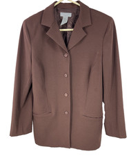 Vintage August Silk Logic Brown Button Blazer Women s Size 8 Classic Style