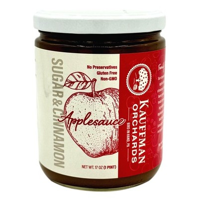 Kauffman Orchards Small Batch Applesauce, With Sugar and Cinnamon, 17 Ounce Jar