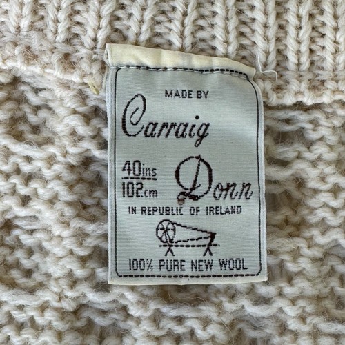 Vintage 60s CARRIAG DONN Unisex 40 100% Wool Sweater Jacket Aran Fisherman Irish - Picture 21 of 24