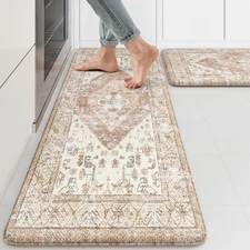 Farmhouse Kitchen Mats,Anti Fatigue Kitchen Rugs Sets of 2, Non Slip Waterpro...