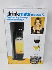 Drinkmate OmniFizz Sparkling Water & Soda Maker, Black w/ 60L Cylinder+1L Bottle