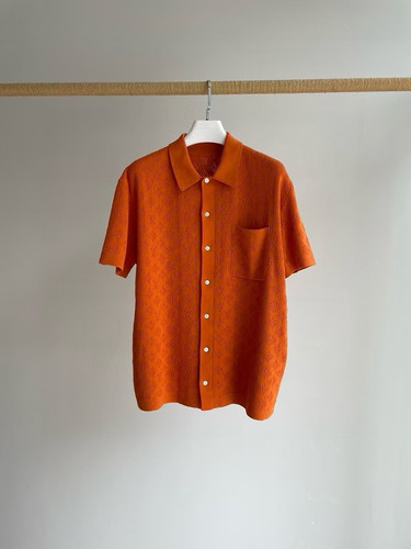 ¡NUEVO SIN ETIQUETAS! AUTÉNTICA Camisa de Algodón Pointelle Monograma LOUIS VUITTON Naranja, Talla S - Imagen 21 de 24