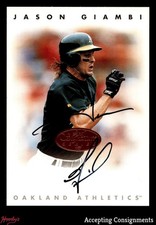 1996 Leaf Signature Autograph Jason Giambi PR /3500* AUTO ATHLETICS