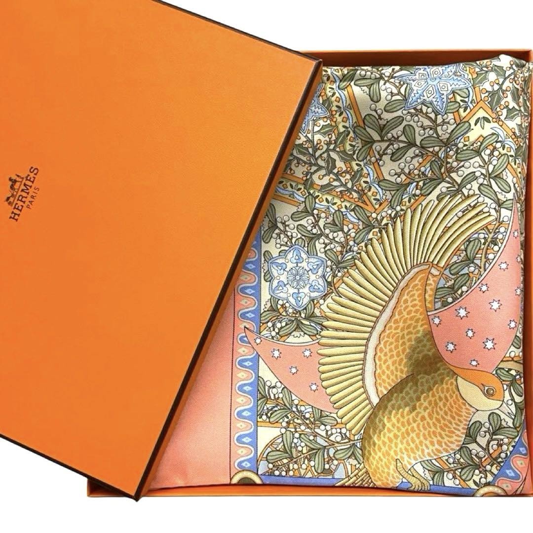 Elegant Hermes Carre 90 Silk Scarf Axis of the World in Soft Pink